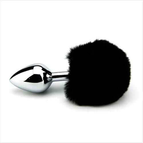 Butt Plug Furry Fantasy Bunny Tail Teardrop Formával Negro
