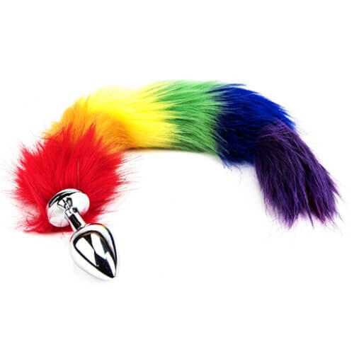 Butt Plug Furry Fantasy Rainbow Tail 36 cm-es műszőr farokkal