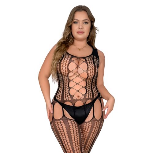 Bodystocking Lace Plus Size csipke elölkötővel