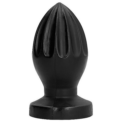 BDSM Anális Plug ALL BLACK 12 CM - Mély barázdákkal