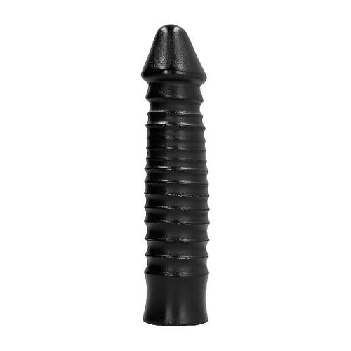 Dildo ALL BLACK 26 CM bordázott felülettel