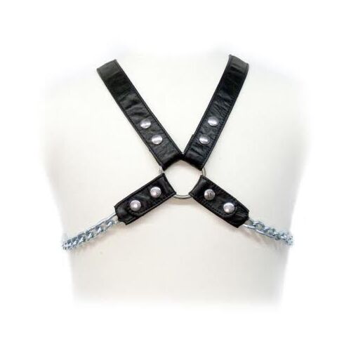 Férfi Hám LEATHER BODY Chain Harness II állítható pántokkal