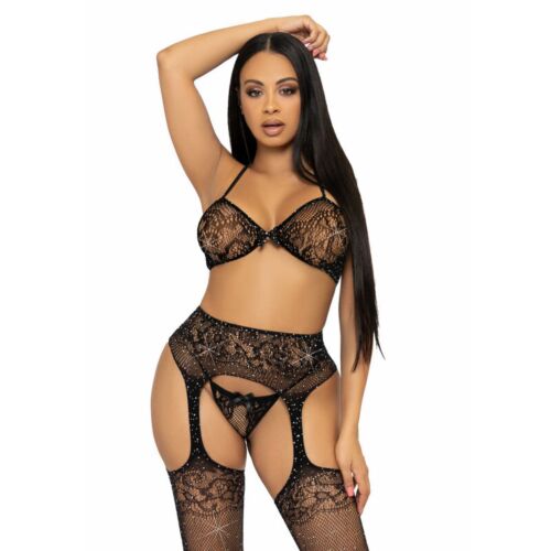 Spicy Lingerie LEG AVENUE Háromrészes Szett