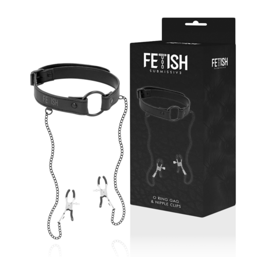Gag gyűrű és mellbimbó csipesz FETISH SUBMISSIVE