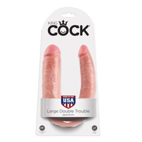 Dildo KING COCK U-ALAKÚ NAGY DOUBLE TROUBLE 17.8 CM