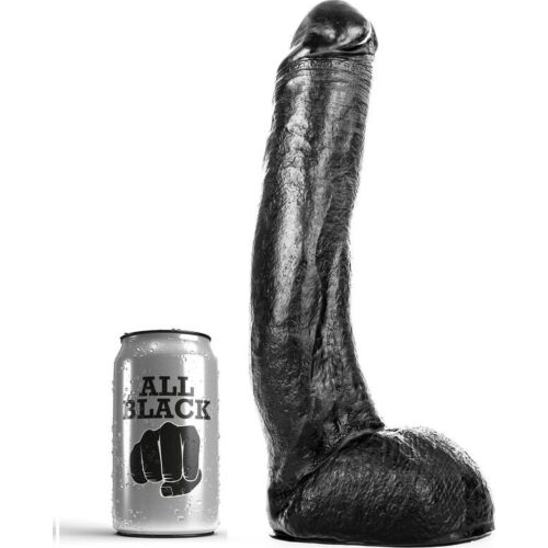 Dildo ALL BLACK 29 CM ívelt forma