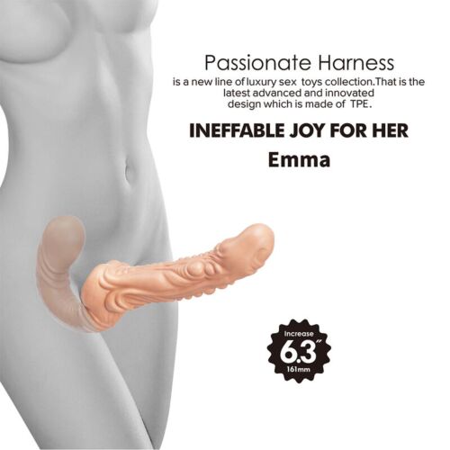 Baile Emma texturált dupla behatolású strap-on piros színben