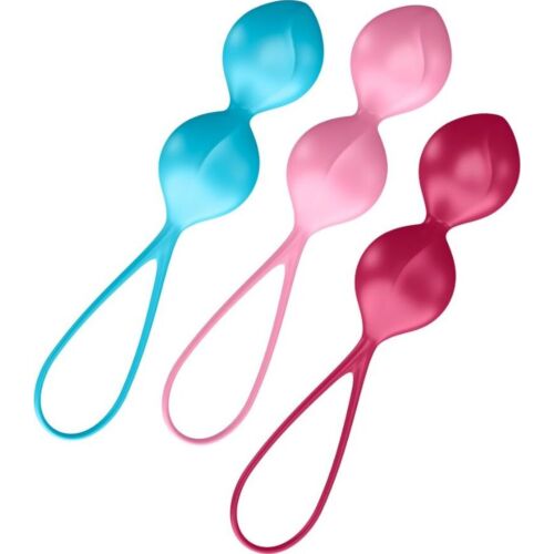 Silicon golyók SATISFYER LOVEBALLS TRAINING SET 2 három különböző súlyú golyóval