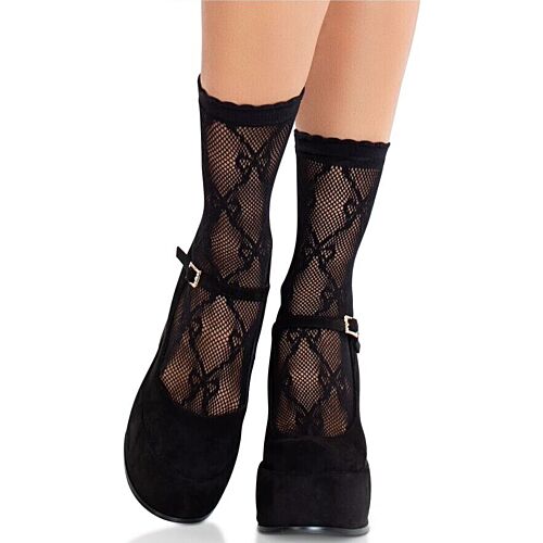 Térdharisnya LEG AVENUE - BLACK LACE BOW