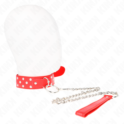 Nyakörv KINK 65 cm pórázzal és gyűrűs szegeccsel állítható 36-50 cm x 3,8 cm