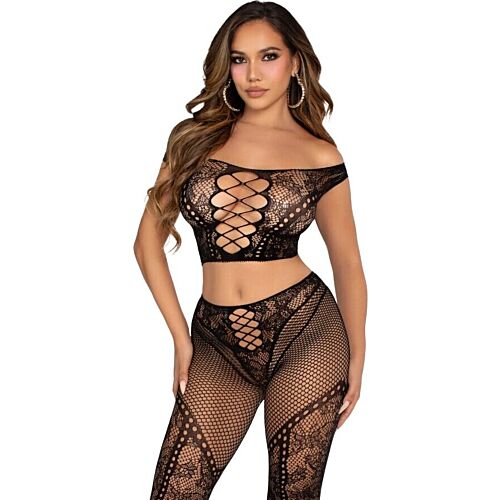 Crop Top és Harisnya LEG AVENUE | Elegáns off-the-shoulder dizájn