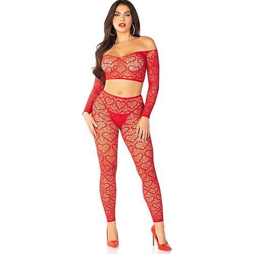 Szexi fehérnemű szett LEG AVENUE Crop Top és harisnya