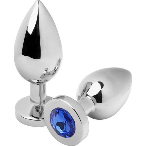 BDSM Anal Plug METAL HARD - DIAMOND BLUE MEDIUM 7.62CM