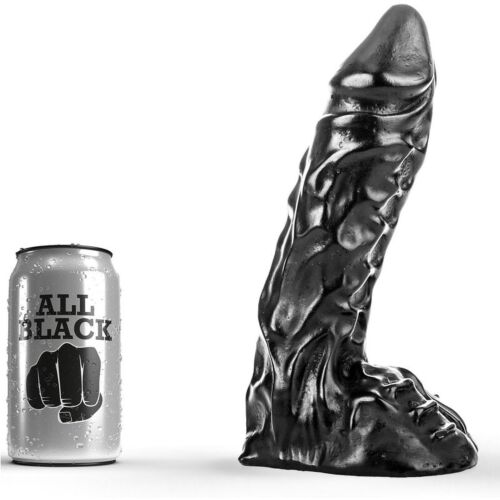 Dildo ALL BLACK 23 cm formált vénákkal