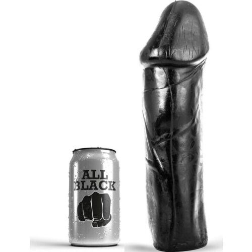 Dildo ALL BLACK 28 CM Tesztikulák Nélkül