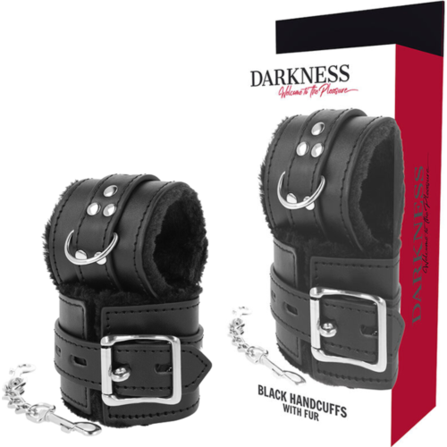Kézbilincsek DARKNESS BONDAGE BLACK LINED puha béléssel