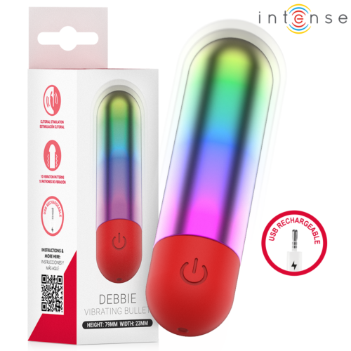 Mini vibrátor INTENSE FUN TOYS Debbie Rainbow színes dizájnnal