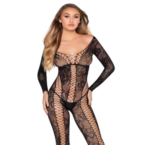 Bodystocking LEG AVENUE 89369 - Csipke és háló kombináció