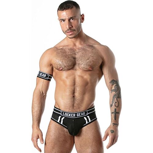 LOCKER GEAR sportos hálós jock fazonú alsónadrág, fekete, XL