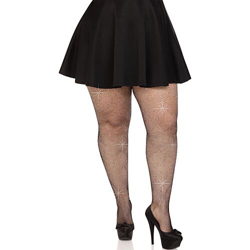 Harisnya Leg Avenue Crystalized Mesh Plus Size