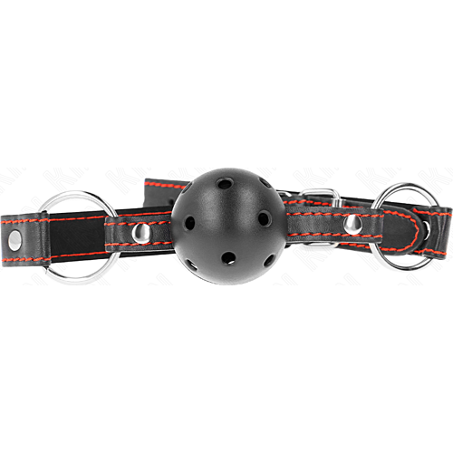Gag KINK COLLAR & GAG Hollow Hard Black Ball 4.5 cm