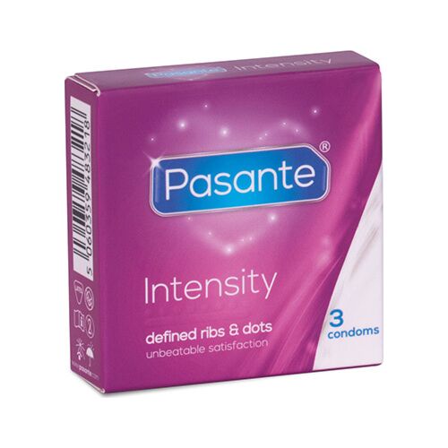Kondom PASANTE Ribs & Dots Intensity 3 db-os csomag
