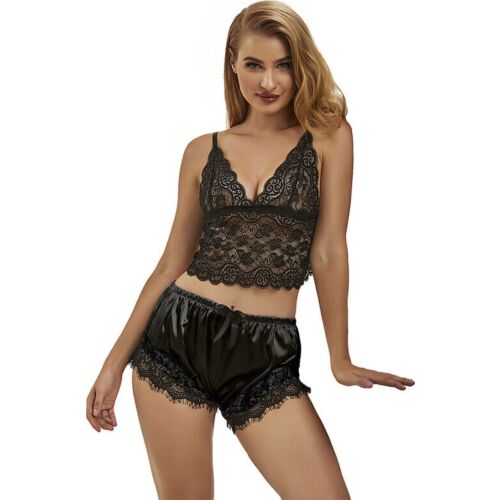 Szexi fehérnemű szett SUBBLIME - 953935 CASUAL SILK NIGHTGOWN + LACE PANTS