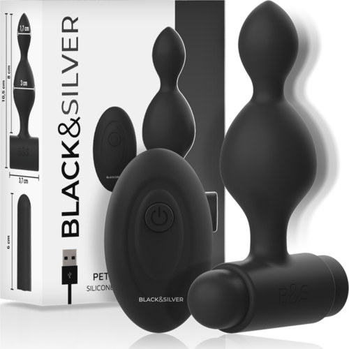 BDSM Anal Plug BLACK&SILVER TUCKER távirányítóval