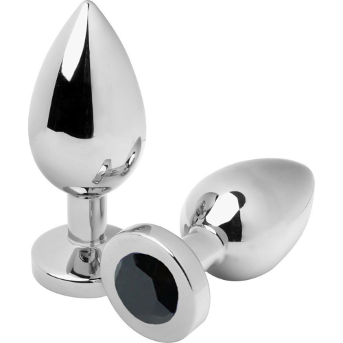 BDSM Anális Dugó METAL HARD Diamond Black Medium 7.62CM