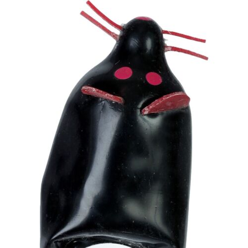 Vicces óvszer CONDOMERIE HANDPAINTED NOVELTY BLACK MOUSE XL
