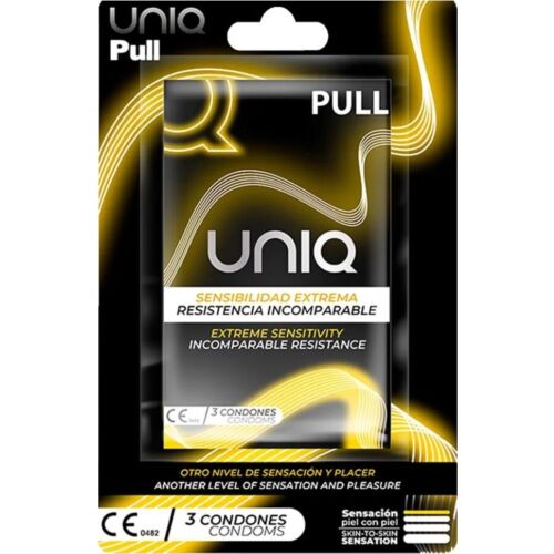 Kondom UNIQ Pull latexmentes húzócsíkokkal