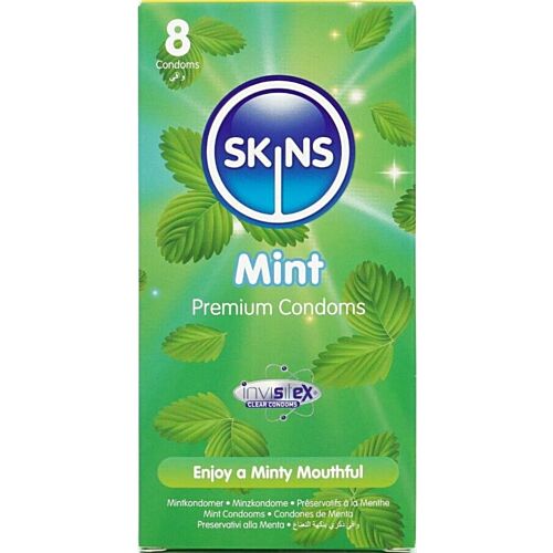 Kondom SKINS Mint 8 db - Hűsítő ízélmény