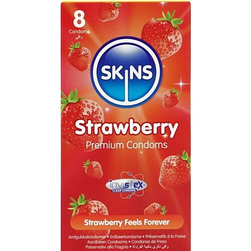 Kondom SKINS Eper 8 db | Extra síkosított és természetes érzés