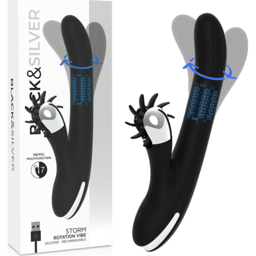 Vibrátor BLACK&SILVER Bunny Storm forgó vibrátor