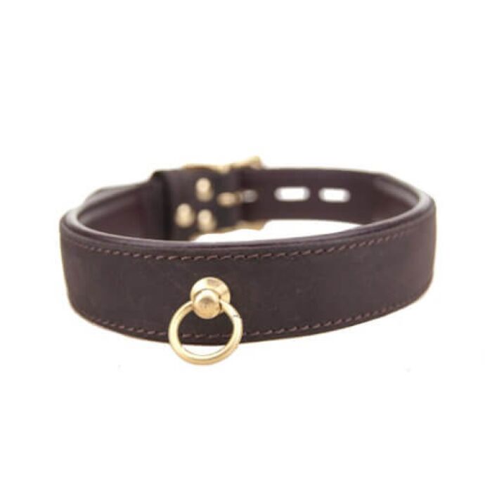 Bound Nubuck Leather Choker Korlátozó Nyakörv O-gyűrűvel Bound Nubuck Leather Choker Korlátozó Nyakörv O-gyűrűvel