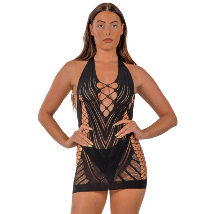 Lingerie Lace Halter Neck Dress korszettszerű részletekkel Lingerie Lace Halter Neck Dress korszettszerű részletekkel