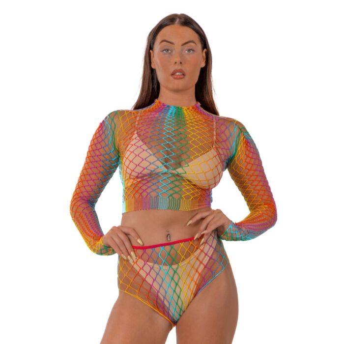 Lingerie szett Lace Rainbow Fence Net Crop Top és Alapnadrág Lingerie szett Lace Rainbow Fence Net Crop Top és Alapnadrág