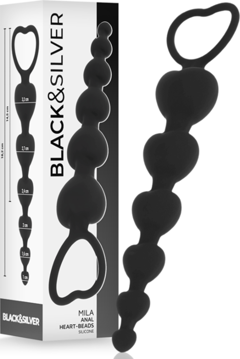 Bolas anales BLACK&SILVER Mila cadena de corazones