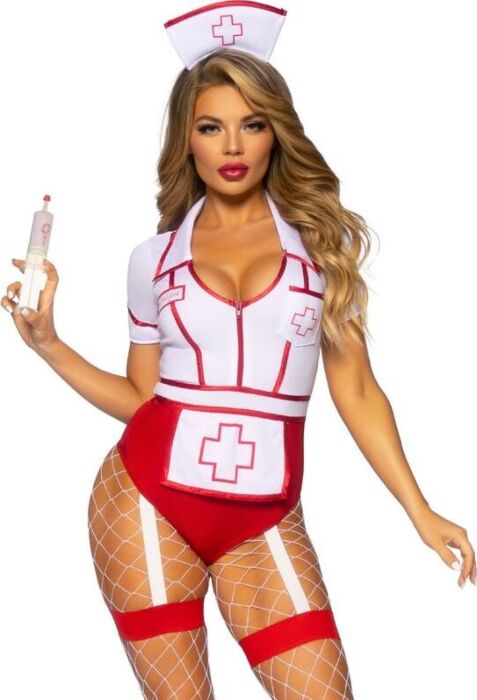 Szexi ápolónőjelmez LEG AVENUE COSTUMES piros-fehér S