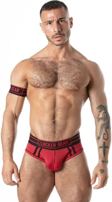 Férfi jockstrap alsó LOCKER GEAR SPORT MESH piros L