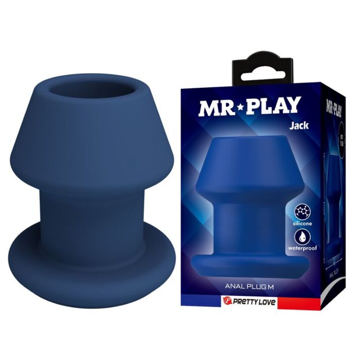 MR PLAY - JACK BLUE SILICONE HOLLOW ANAL PLUG SIZE M MR PLAY - JACK BLUE SILICONE HOLLOW ANAL PLUG SIZE M