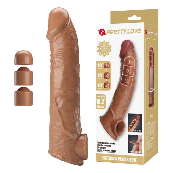 PRETTY LOVE - ADJUSTABLE PENIS EXTENSION SLEEVE 26 CM Ø 4 CM BROWN PRETTY LOVE - ADJUSTABLE PENIS EXTENSION SLEEVE 26 CM Ø 4 CM BROWN