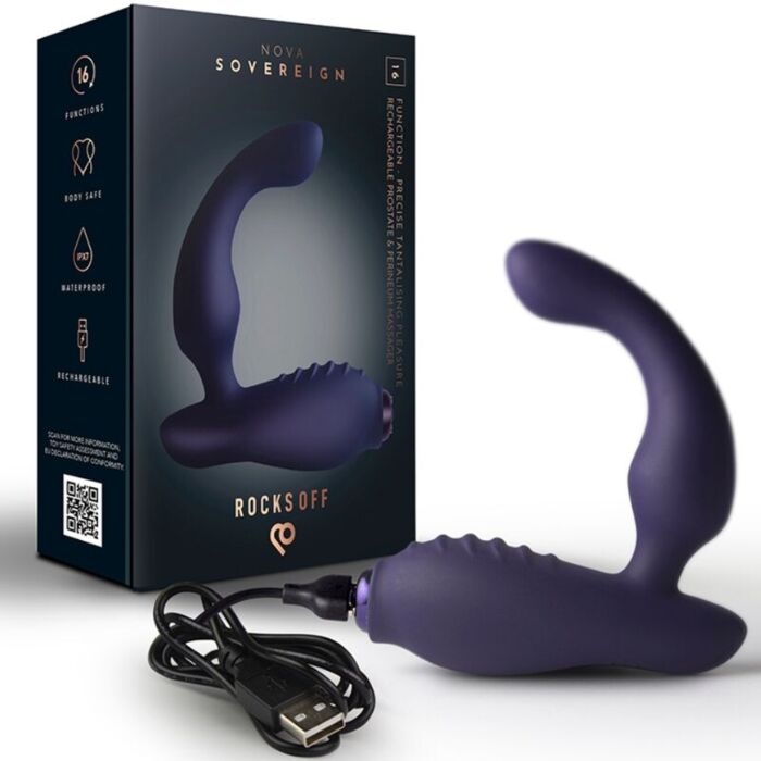 ROCKS-OFF - NOVA SOVEREIGN RECHARGEABLE PROSTATE & PERINEUM MASSAGER 16 FUNCTION BLUE ROCKS-OFF - NOVA SOVEREIGN RECHARGEABLE PROSTATE & PERINEUM MASSAGER 16 FUNCTION BLUE