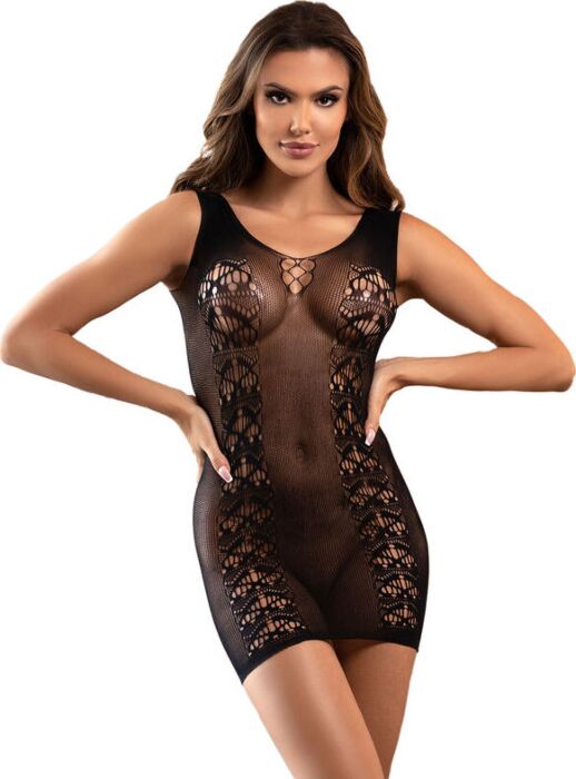 Vestido Rejilla Corto Sublime Negro Talla Única